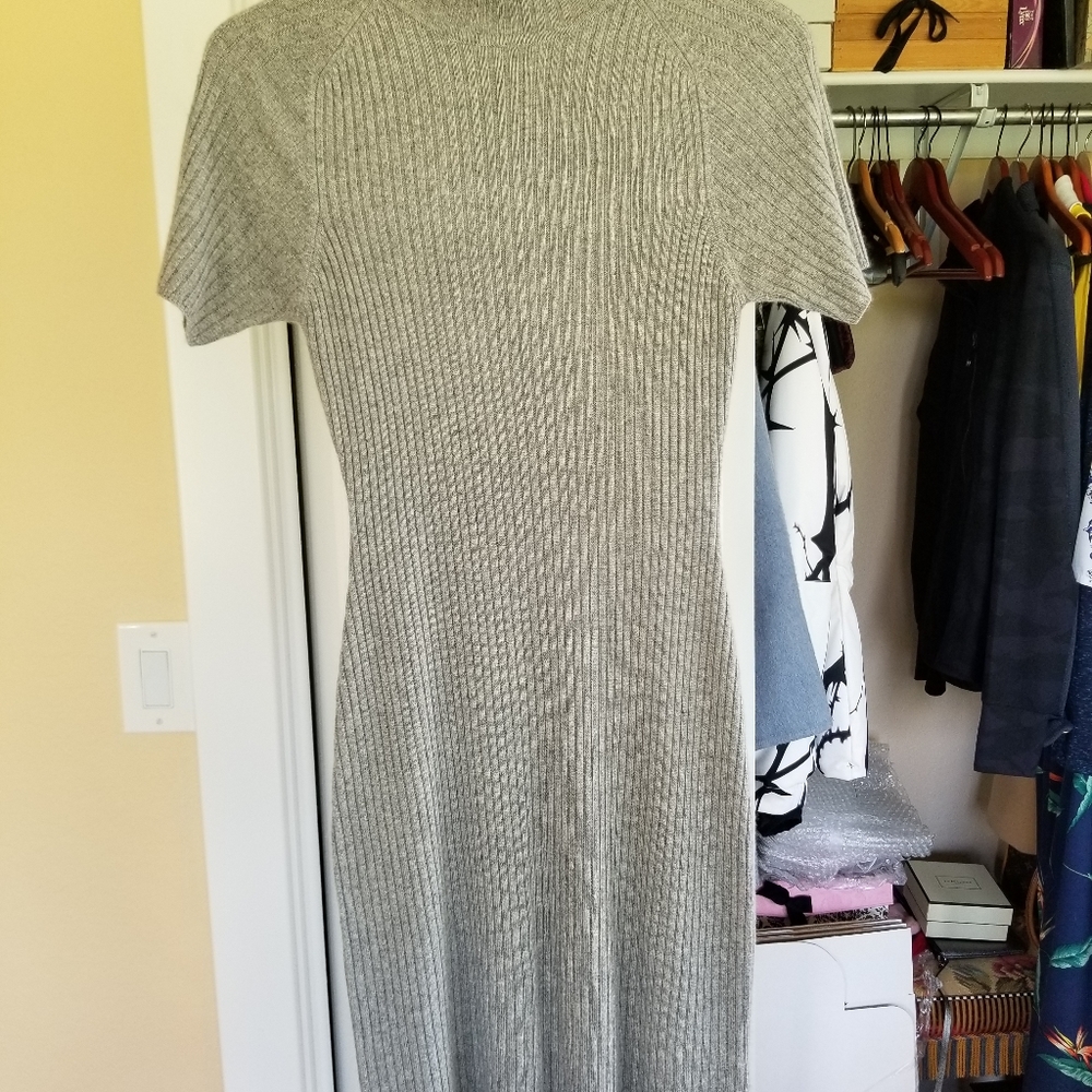 Marks and Spencer London light gray short sleeve cashmere knit dress